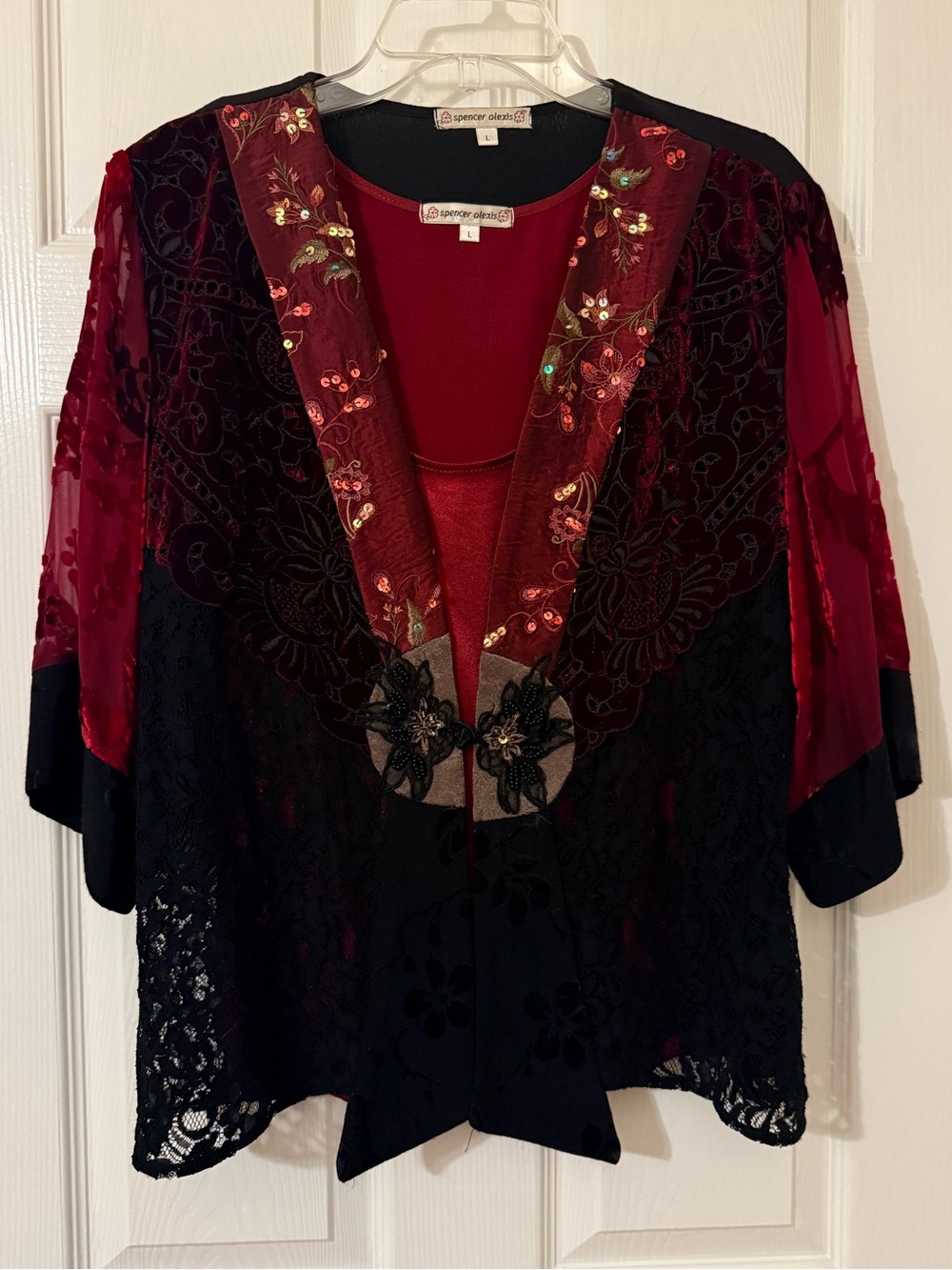 Vintage Whimsical  Spencer Alexis Top and Tank Embroidered Velvet Jacket Size L